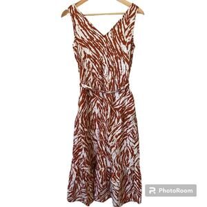 Gap Women’s XS Dress Ruffle Tiered Animal Print Belted Maxi Dress With Pockets